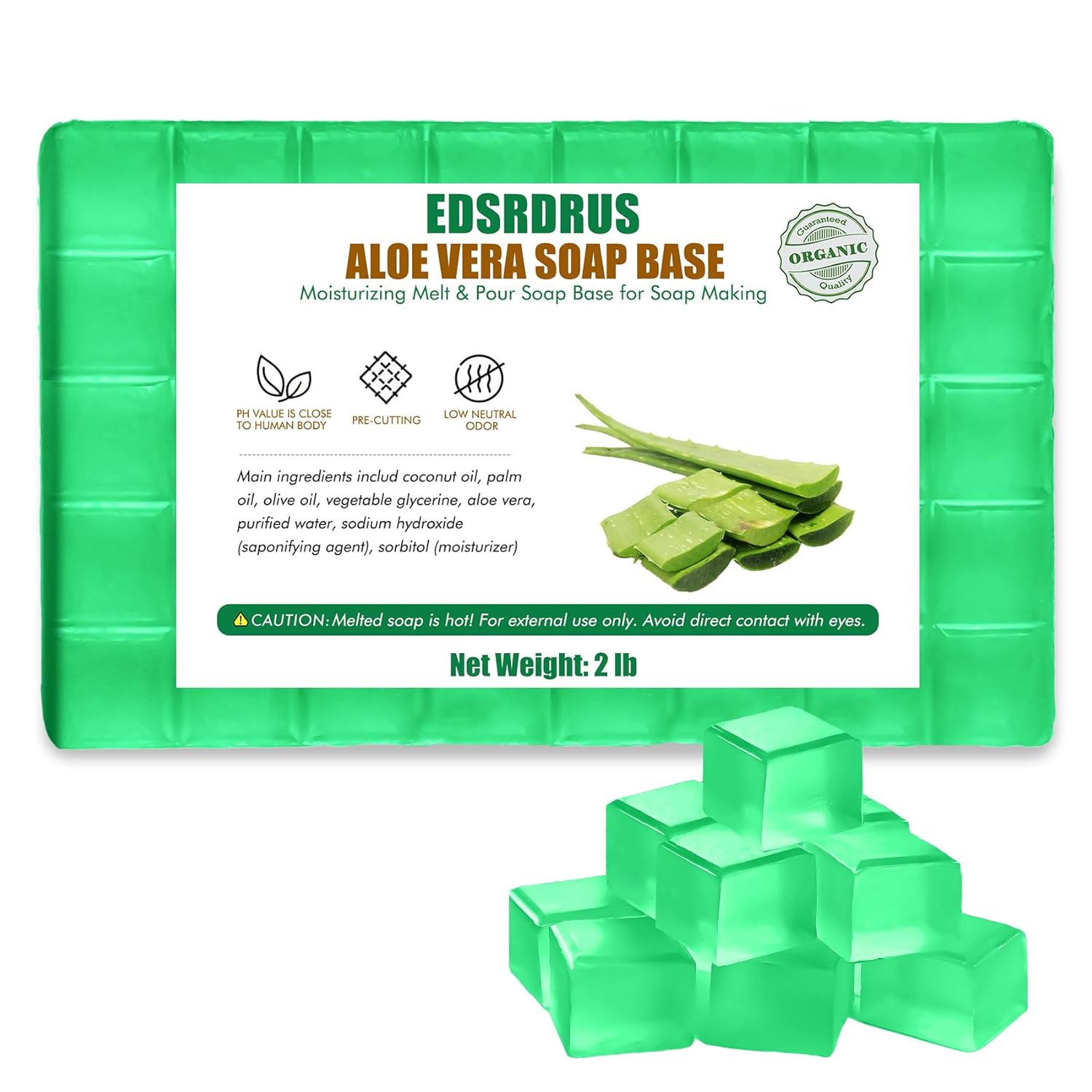 2lb Scent Soap Base DIY Handmade with Aloe Vera & Coconut Oil, Moisturizing Melt and Pour Soap Base