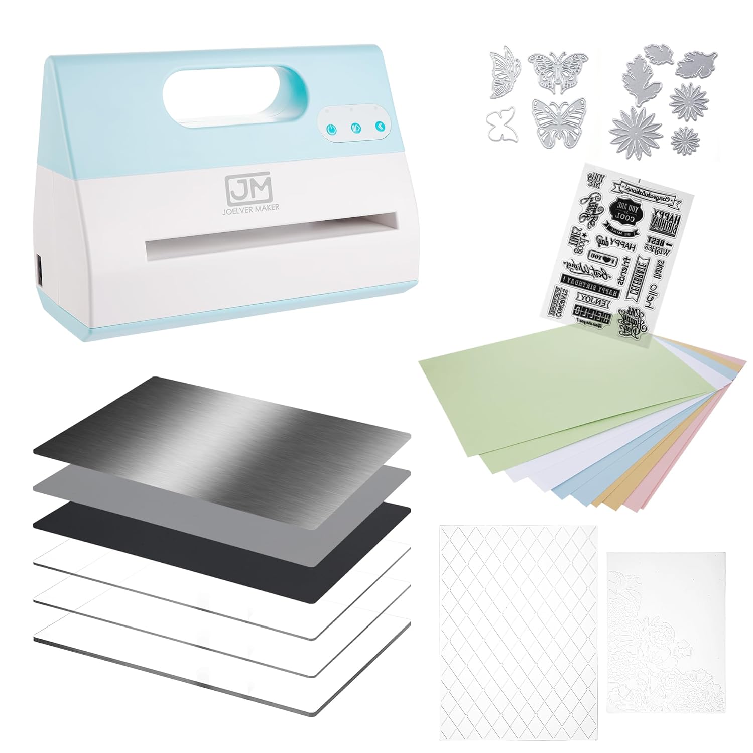 Portable Automatic A4 Die Cutting & Embossing Machine for Arts & Crafts, Scrapbooking & Cardmaking,9” Opening (Blue)