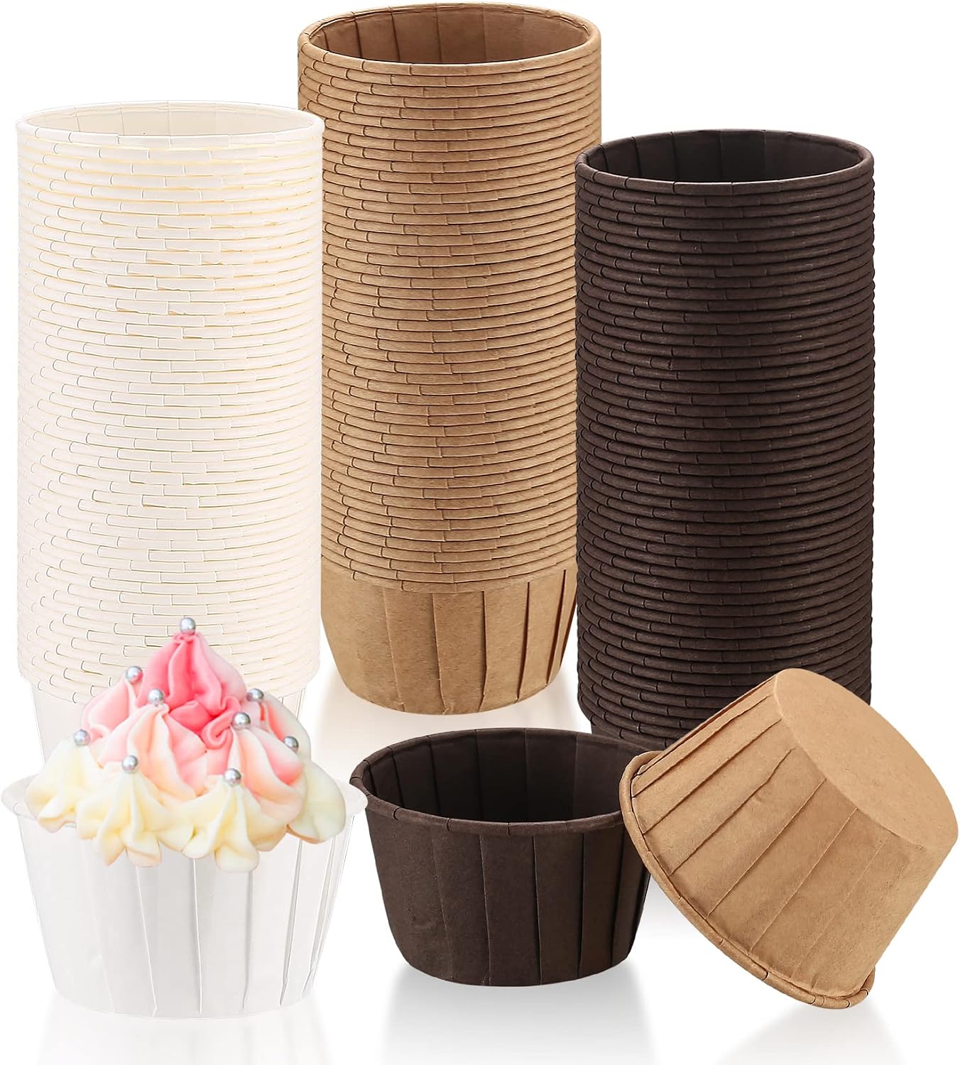 Cupcake Cases for Baking, 150 Pcs Muffin Cases for Baking, Muffin & Cupcake Liners Wrappers Cases, Cup Cakes Greaseproof Paper Baking Cups for Christmas Birthday Wedding Party, 3 Colors