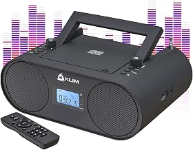 KLIM Boombox B4 CD Player Portable Audio System - New 2024 - AM/FM Radio with CD Player MP3 Bluetooth AUX USB - Wired & Wireless Mode Rechargeable Battery - Remote Control Autosleep Digital EQ