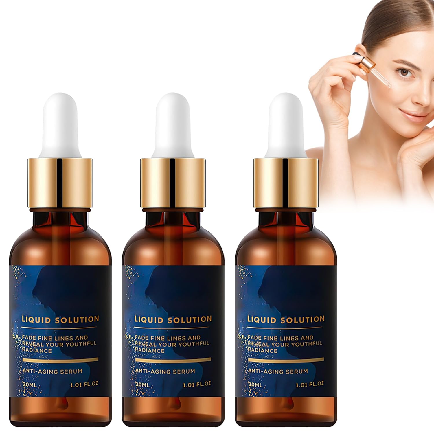 Facial Serum, Liquid Solution Anti Aging Serum, Promotes Skin Collagen Production, Diminishes Fine Lines & Wrinkles(3pcs)