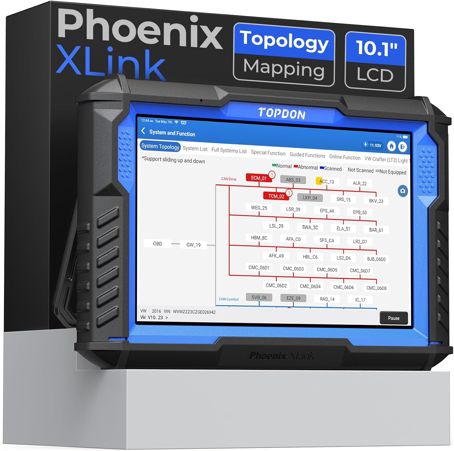 TOPDON Phoenix XLink Scanner, ECU Programming Scan Tool, ECU Coding Diagnostic Tool, Topology Mapping, CAN-FD & DoIP, Full System Bidirectional Scanner, 41+ Maintenance Services, 2 Year Free Update