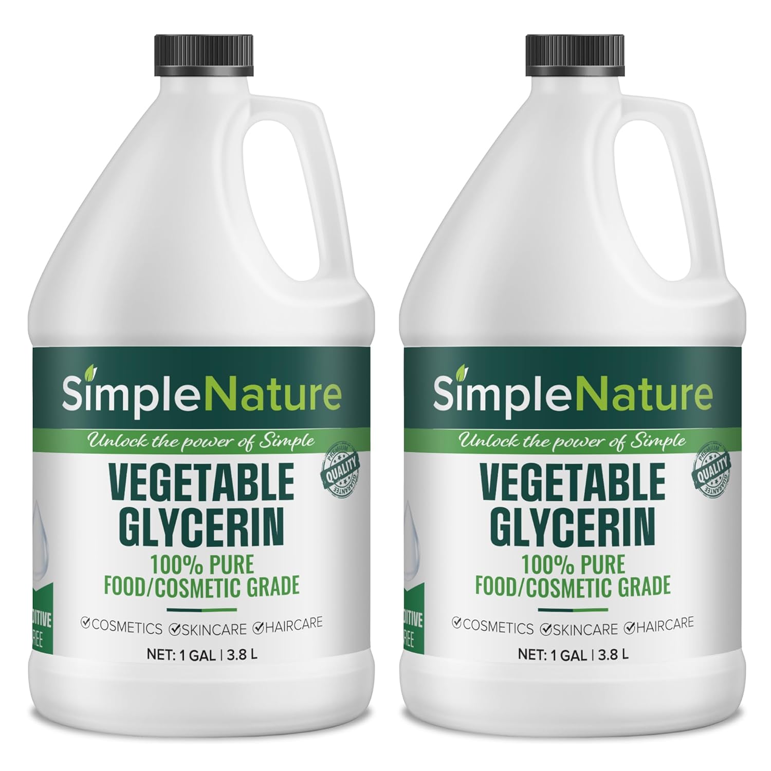 Simple Nature 100% Pure Vegetable Glycerin - 2 Gallon - Natural Pure Food/Cosmetic Grade for Skincare, Haircare, Cosmetics, Soapmaking, Crafts - Softening & Moisturizing Multipurpose Humectant