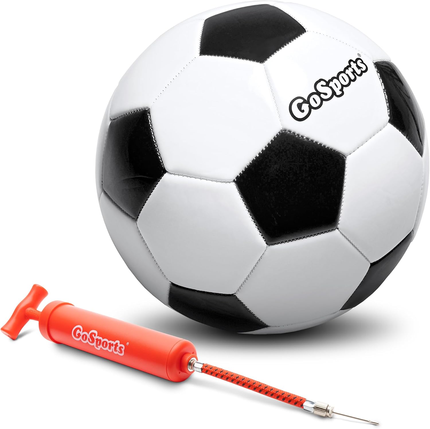 GoSports Classic Black and White Soccer Balls - Single or 6 Pack - Sizes 3, 4, 5 with Ball Pump