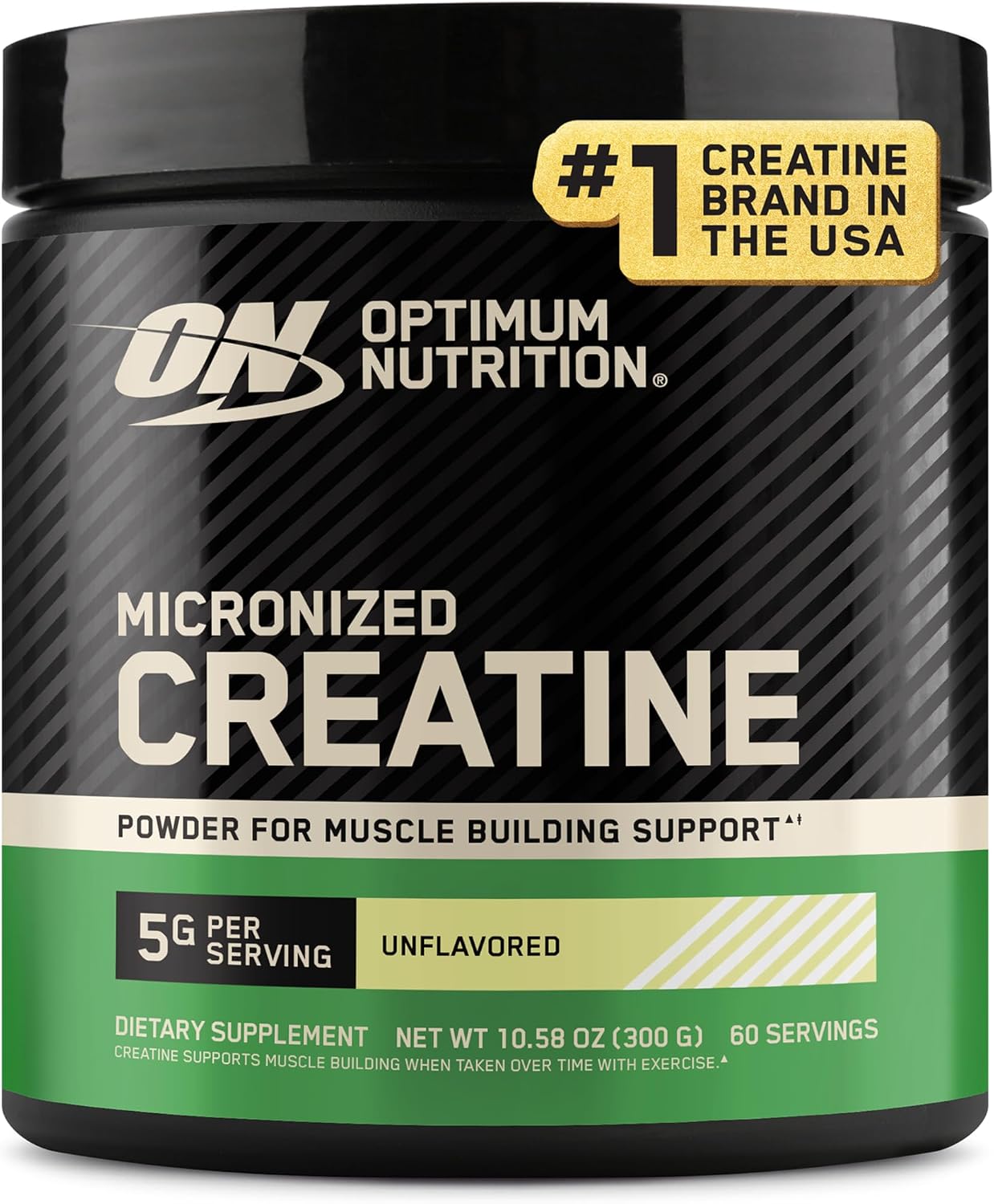 Optimum Nutrition Creatine, Micronized Creatine Monohydrate Powder, Supports Strength & Recovery, Banned Substance Tested, Unflavored, 5g per Serving, 60 Servings