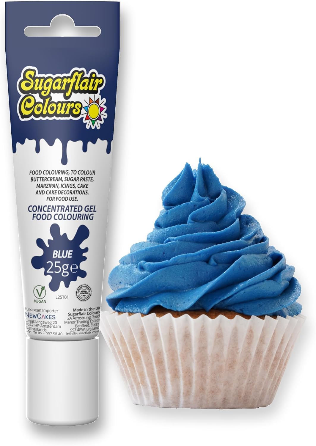 Sugarflair Essentials Food Colouring Gel Blue - Concentrated Food Colouring for Sugar Paste, Royal Icing, Buttercream, Cake Decorations, Cakes and More! Vibrant Colour Food Dye - 25g
