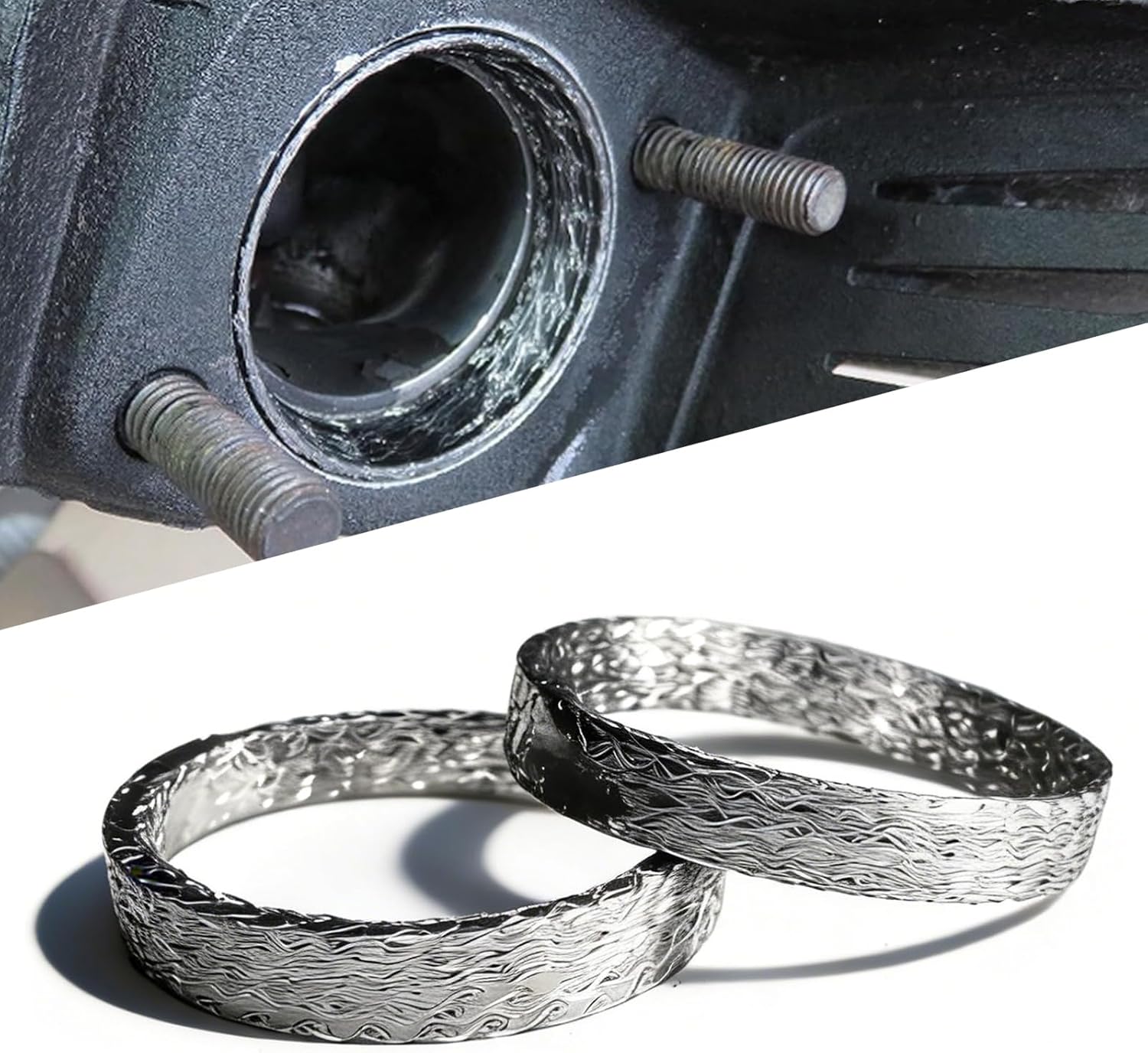 2PCS Exhaust Gasket for Harley Davidson Sportster Dyna Softail Touring, Graphite and Steel Material Flange Exhaust Manifold Pipe Muffler Donut Gasket Sheet, Motorcycle Exhaust Parts Accessories