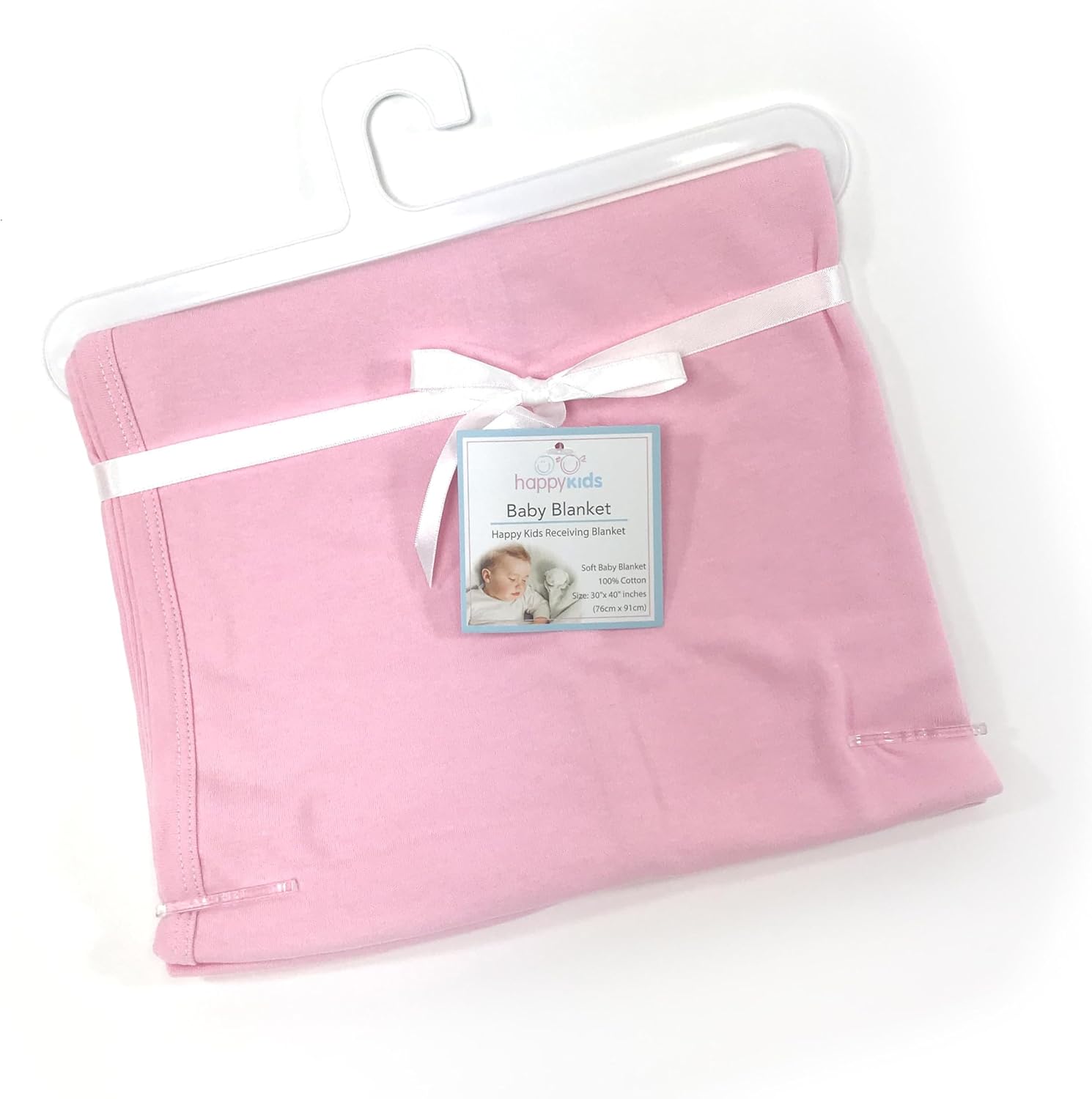 Happy Kids Soft Receiving Blanket, Premium Cotton - Pink, Perfect for Newborns and Infants