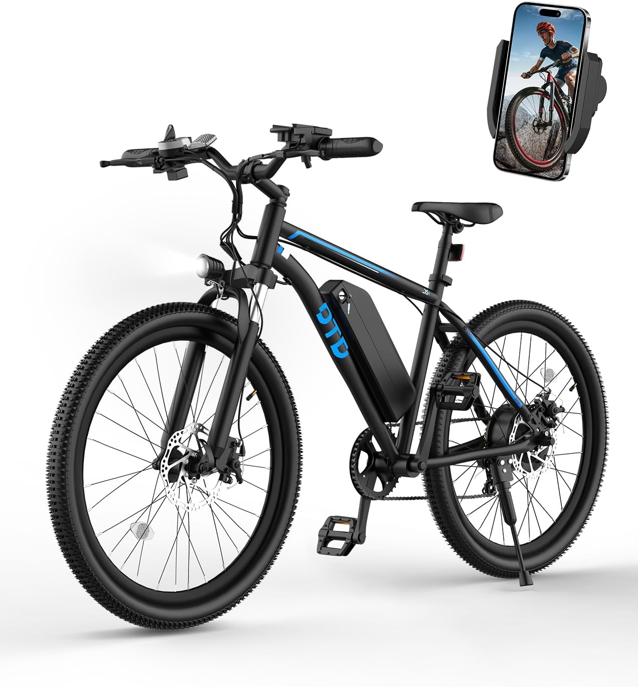 OTD Electric Bikes for Adults[with Mobile Phone Holder], 28MPH Electric Bicycles,UL2849 Certified, 26" 800W Peak 45 Miles PAS Range, 48V 624Wh Removable Battery,7-Speed