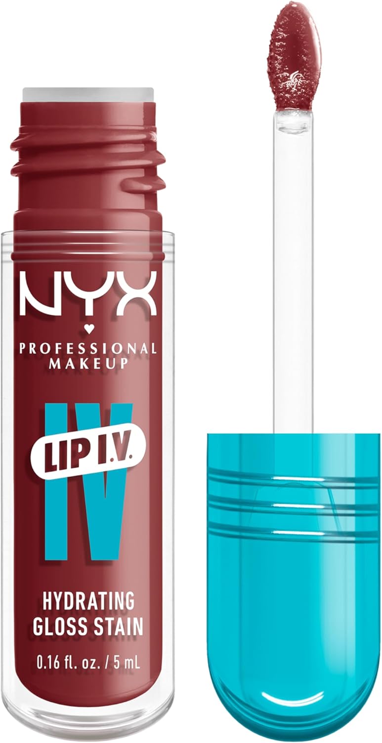 NYX Professional Makeup Lip IV Hydrating Gloss serum, Lip Gloss, Up to 12HR Hydration, High Pigment, Wet Shine Finish, Drippin' In Rose
