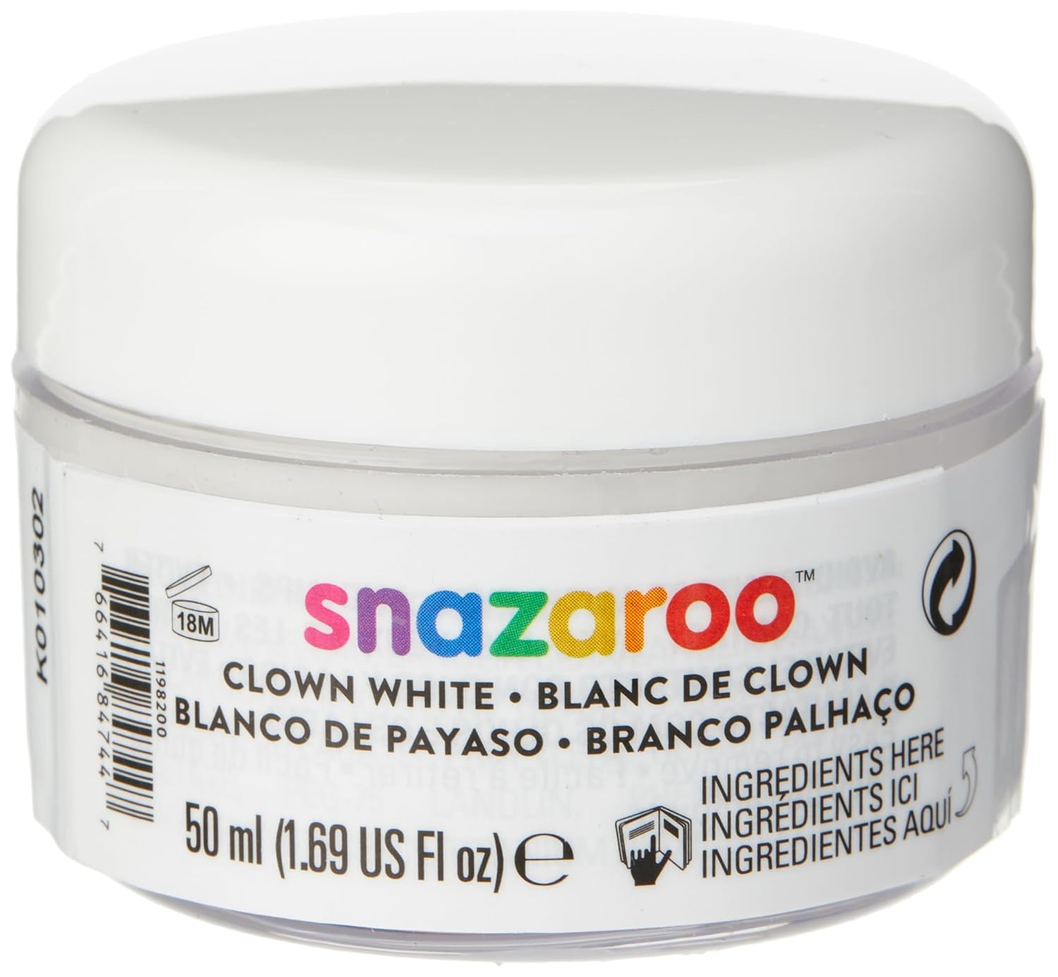 Snazaroo Face and Body Paint, Clown White, 50ml