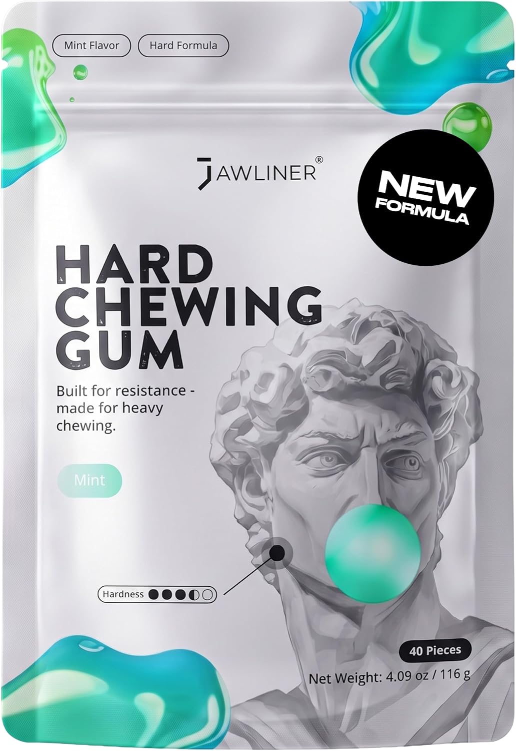 JAWLINER Hard Gum – Hard Chewing Gum for Jawline & Jaw Training, 40 Pieces