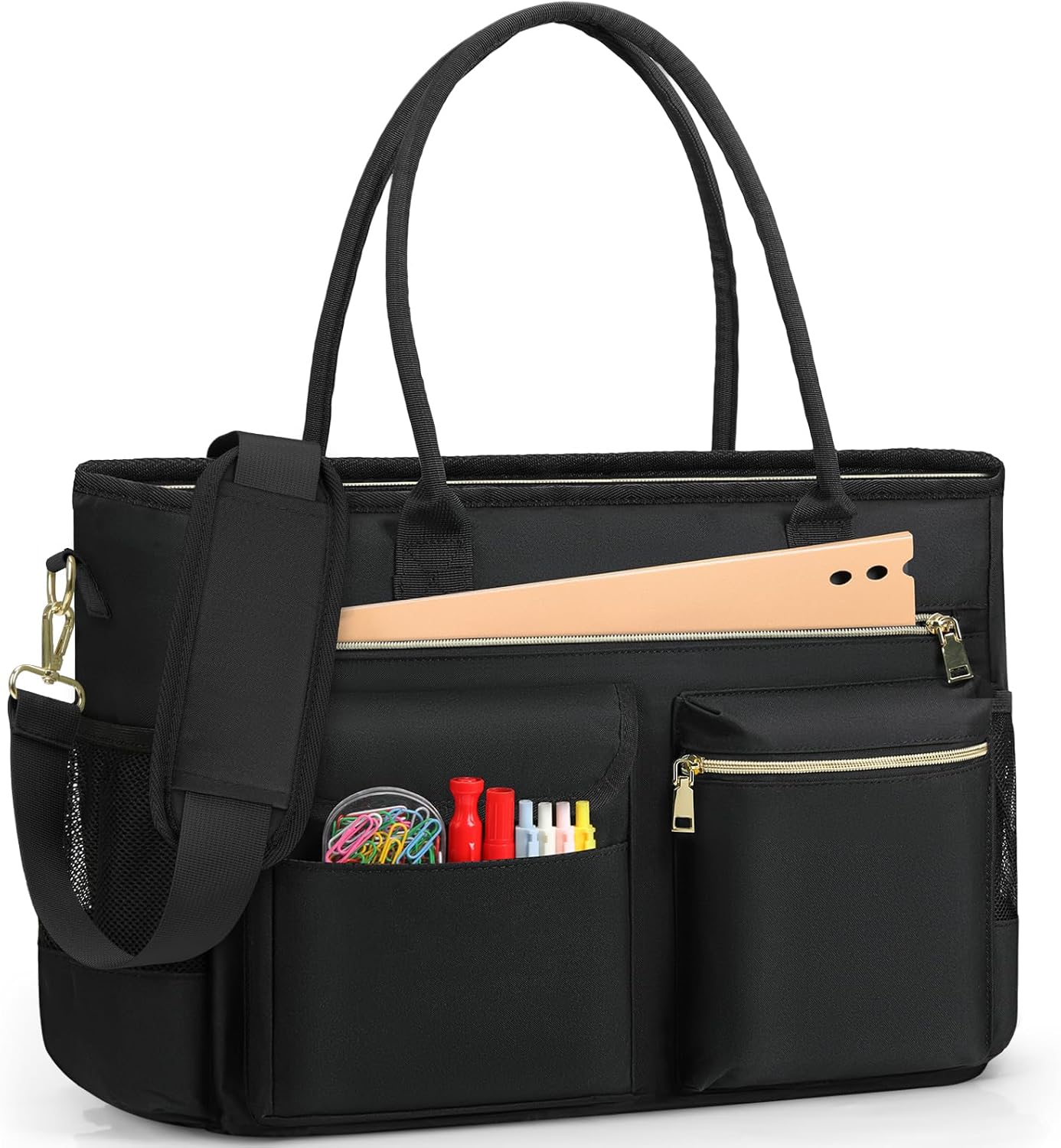 RAINSMORE Laptop Tote Bags for Women 15.6 inch Teacher Bag Large Nurse Utility Bag Computer Messenger Briefcase with Insulated Pocket for Work School Office Business University