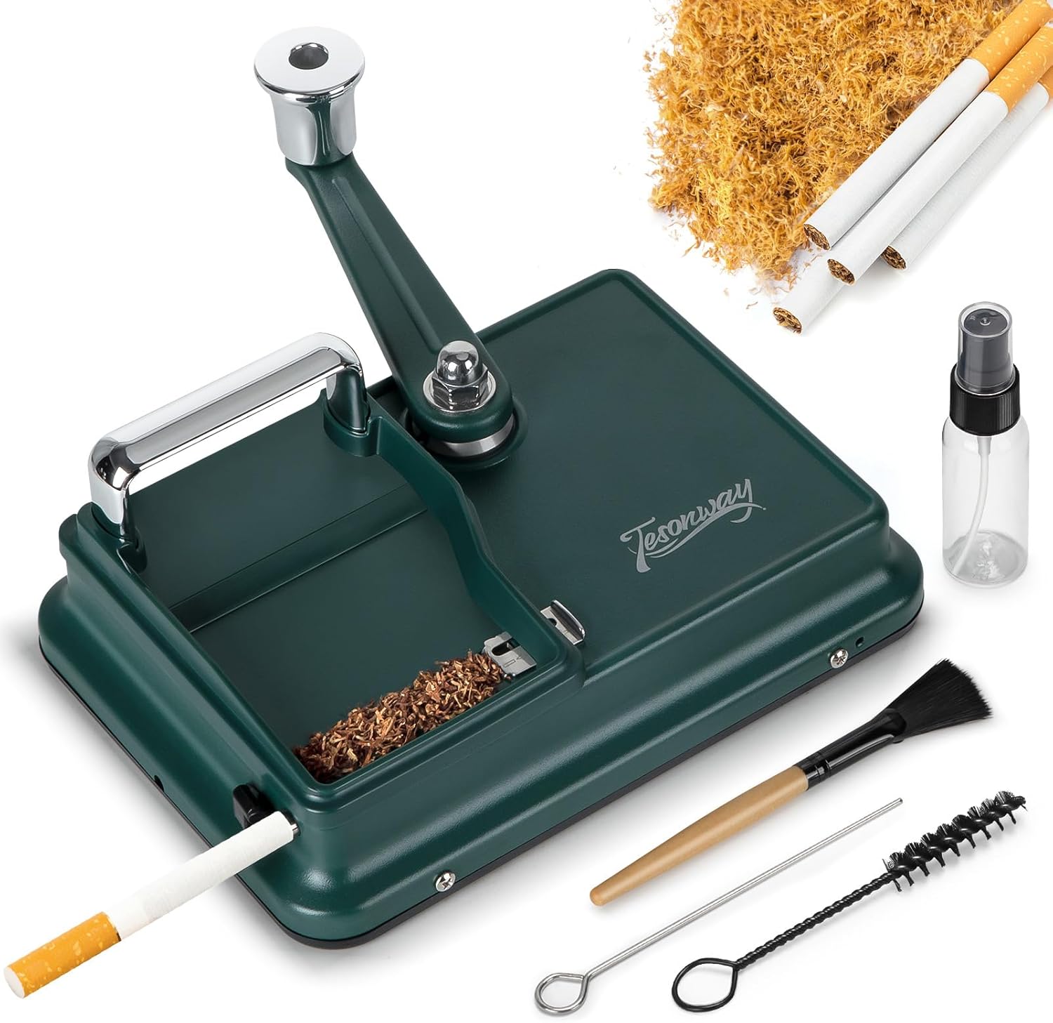 Cigarette Rolling Machine Manual, Cigarette Injector Machine with Cleaning Brush, Cleaning Probe, Tube Probe, Cleaning Spray Bottle for 8mm Diameter Cigarettes Paper Tubes