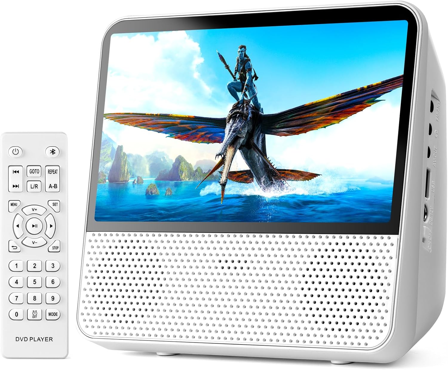 9.8" Portable DVD Player, 7" 1024x600, DVD & CD, Bluetooth 5.1 & 4000mAh | Bluetooth 5.1 TX & RX, compact, family car travel home, 3-5 hour playback, USB/AUX, plays DVD/CD, AV to TV, resume playback
