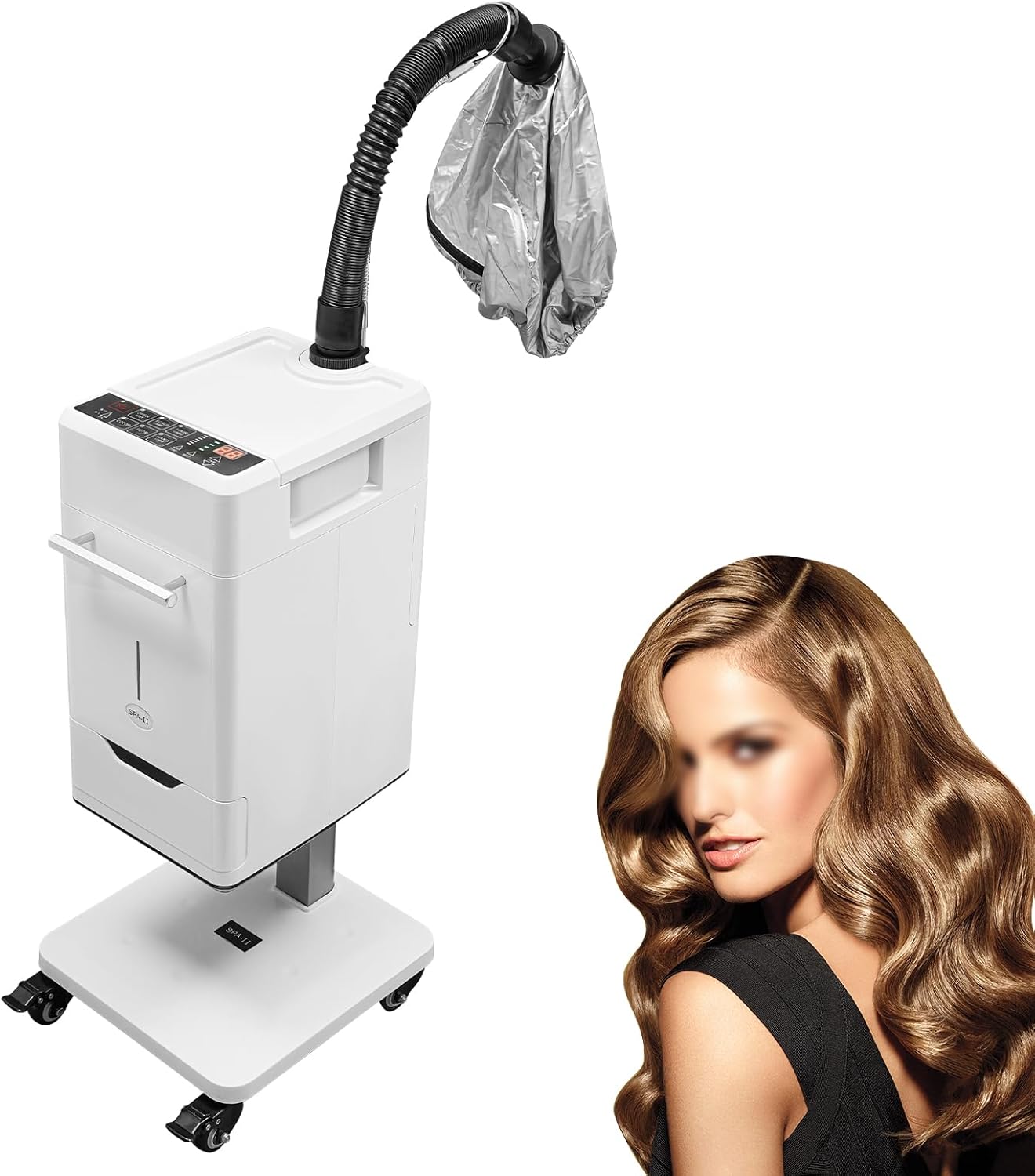 Hair Steamer Machine, Blue Light Nano Negative Ion Ironing and Dyeing Machine, 500w 110v Spa Salon Hair Color Processor, Stand Up Salon Spa Equipment, w/Drawer & Wheels, for Perming, Coloring