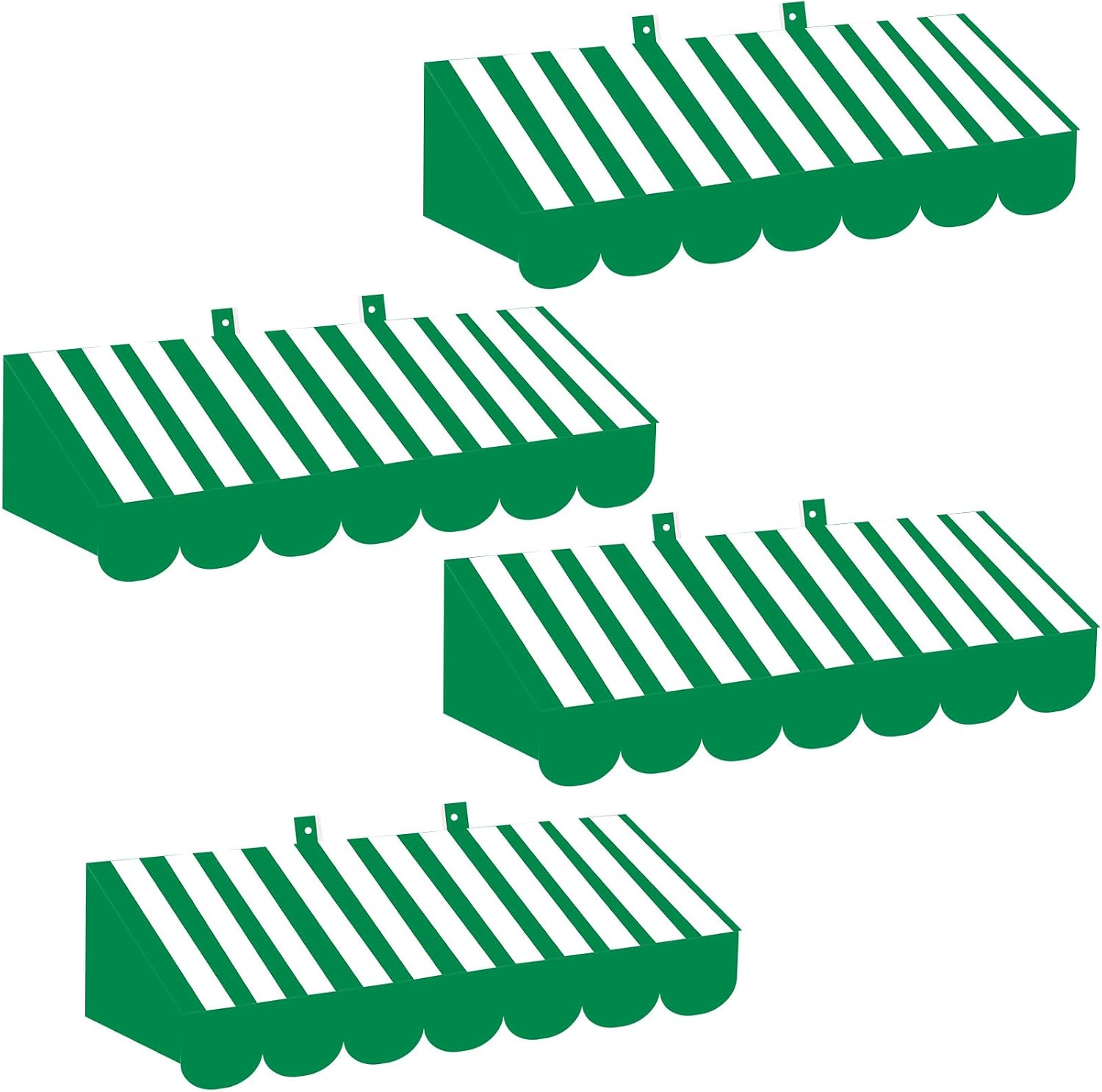 Tallew 4 Pcs 3D Circus Awning Wall Decoration Farmers Market Party Decorations Carnival Awning for Halloween Carnival Theme Party Classroom Decorations(Green,White)