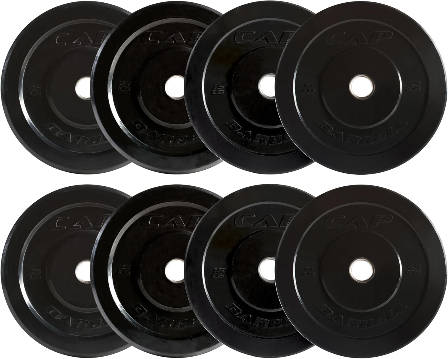 CAP 2-inch Olympic Bumper Plate Weight Set | 100-370 lbs | Multiple Colors | Storage Rack Optional