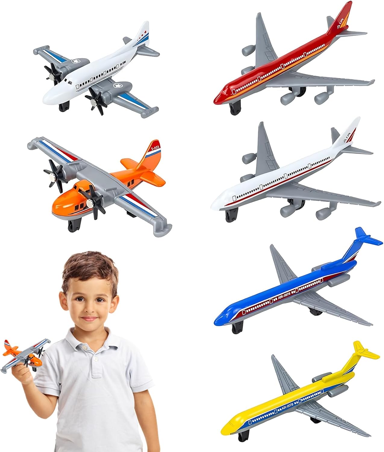 EujRcf 6 PCS Toy Airplane Model, Aeroplane Toys for Kids, Alloy Planes Model, Age 3-12, Diecast Airplane Toys For Boys & Girls Birthday Party Favors Airforce Party Favors