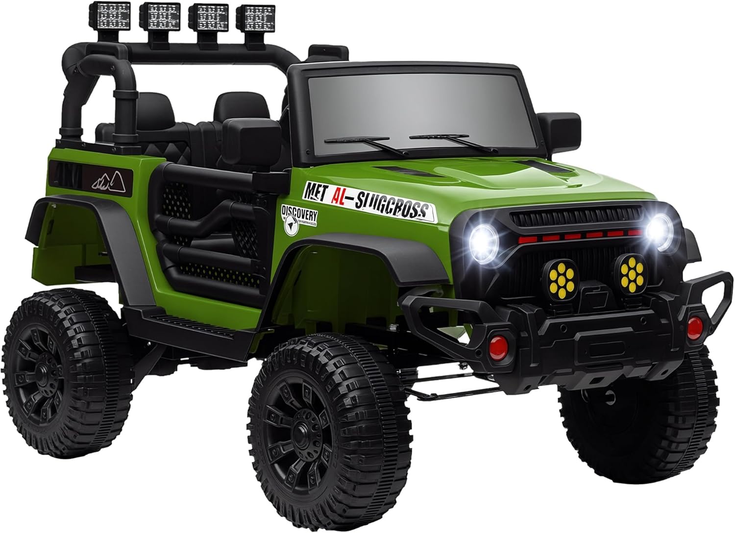 Qaba 12V Ride on Truck, Electric Car for Kids, Battery Powered Ride on Car, Parent Remote, 4 Suspension Wheels, Music Horn LED Lights, Green