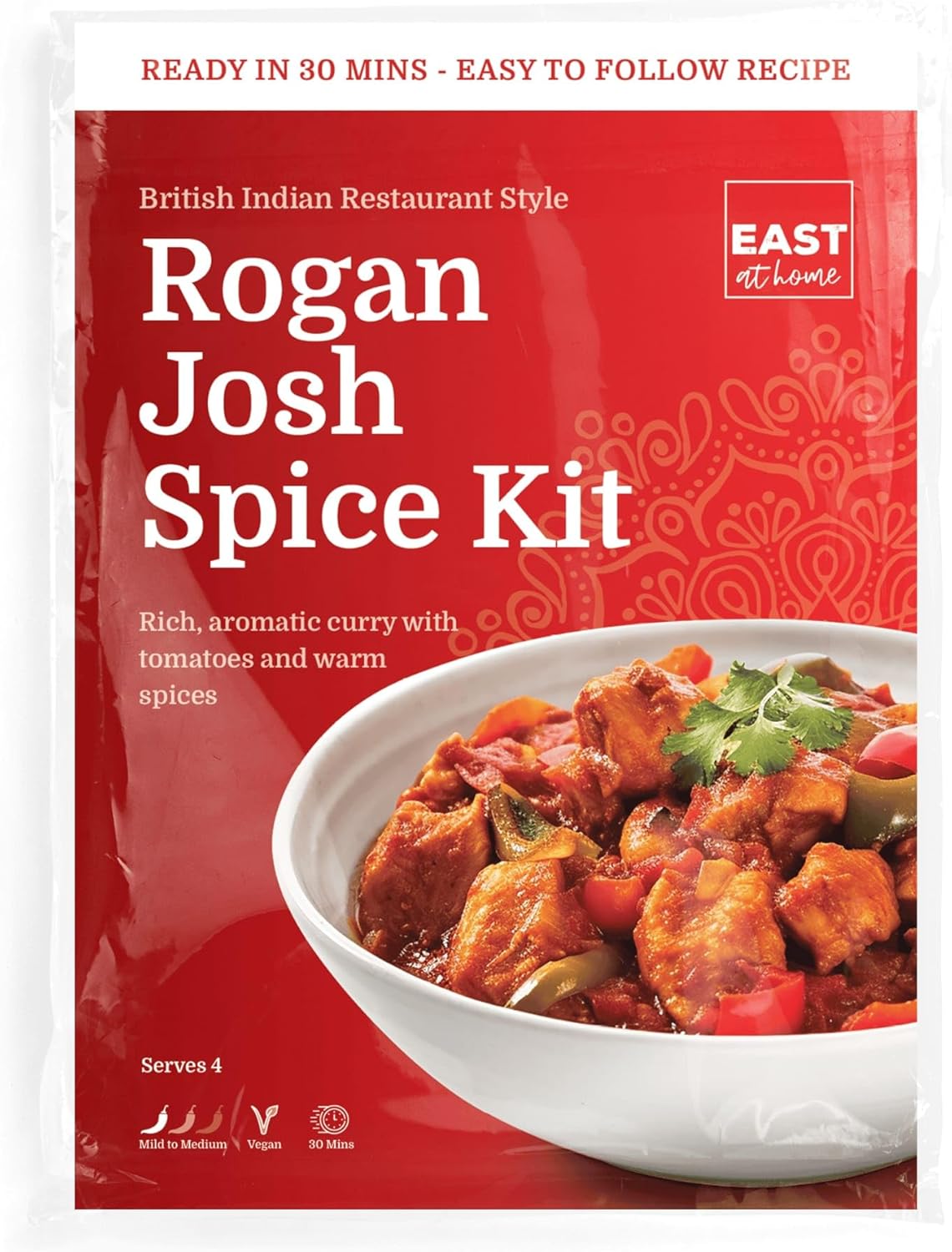 East at Home Rogan Josh Spice Kit, Authentic Indian Restaurant Style Curry Ready in 30 Minutes, Serves 4, Vegan & Gluten-Free, Premium Indian Spices, Pack of 1