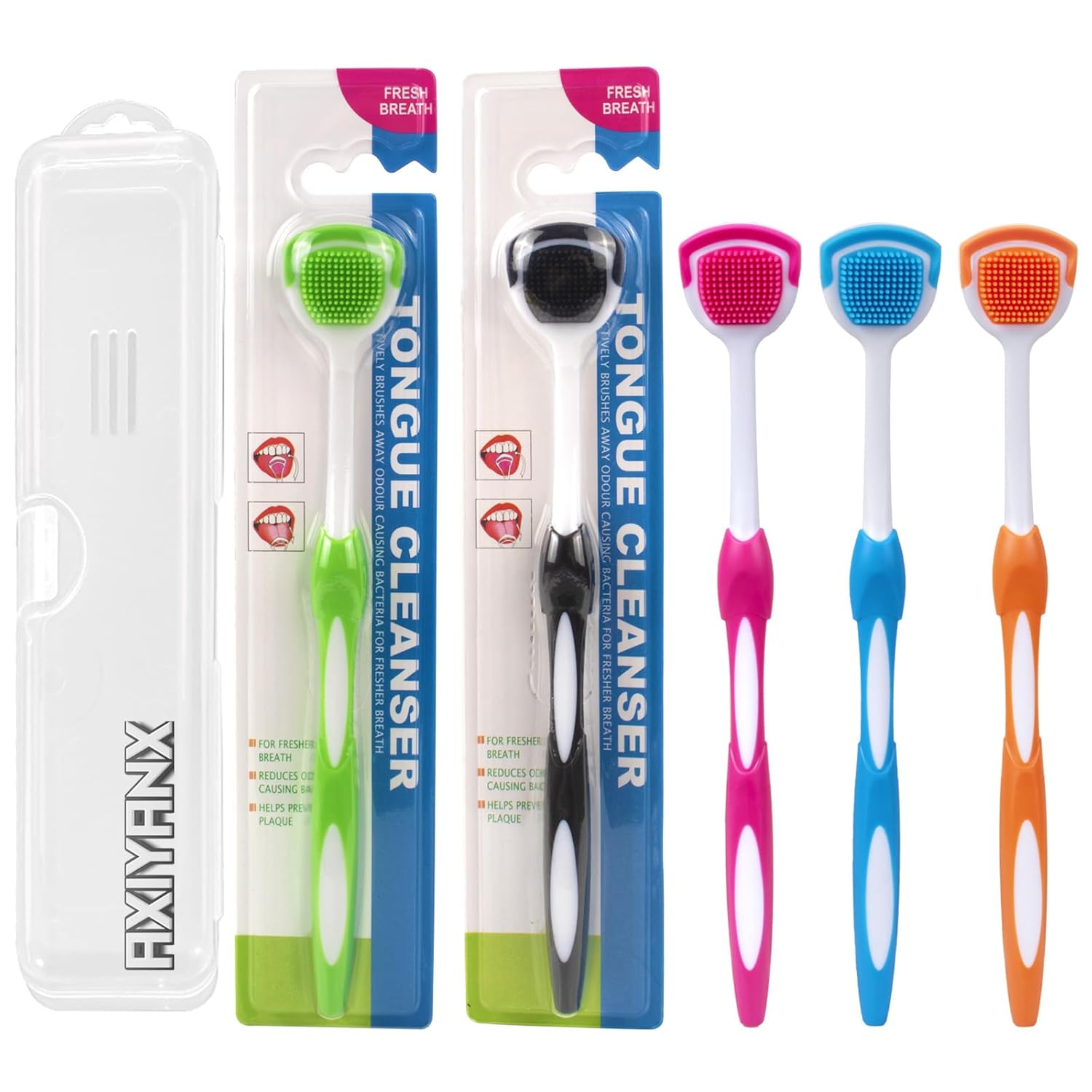 Tongue Scraper for Adults 5PCS Tongues Cleaner,Tongue Scraper With Case,Tongue Brush Helps Fight Bad Breath,Tongue Scrapper Keep Fresher Breath, Tongue Scrapers for Oral Hygiene (Multicolored)