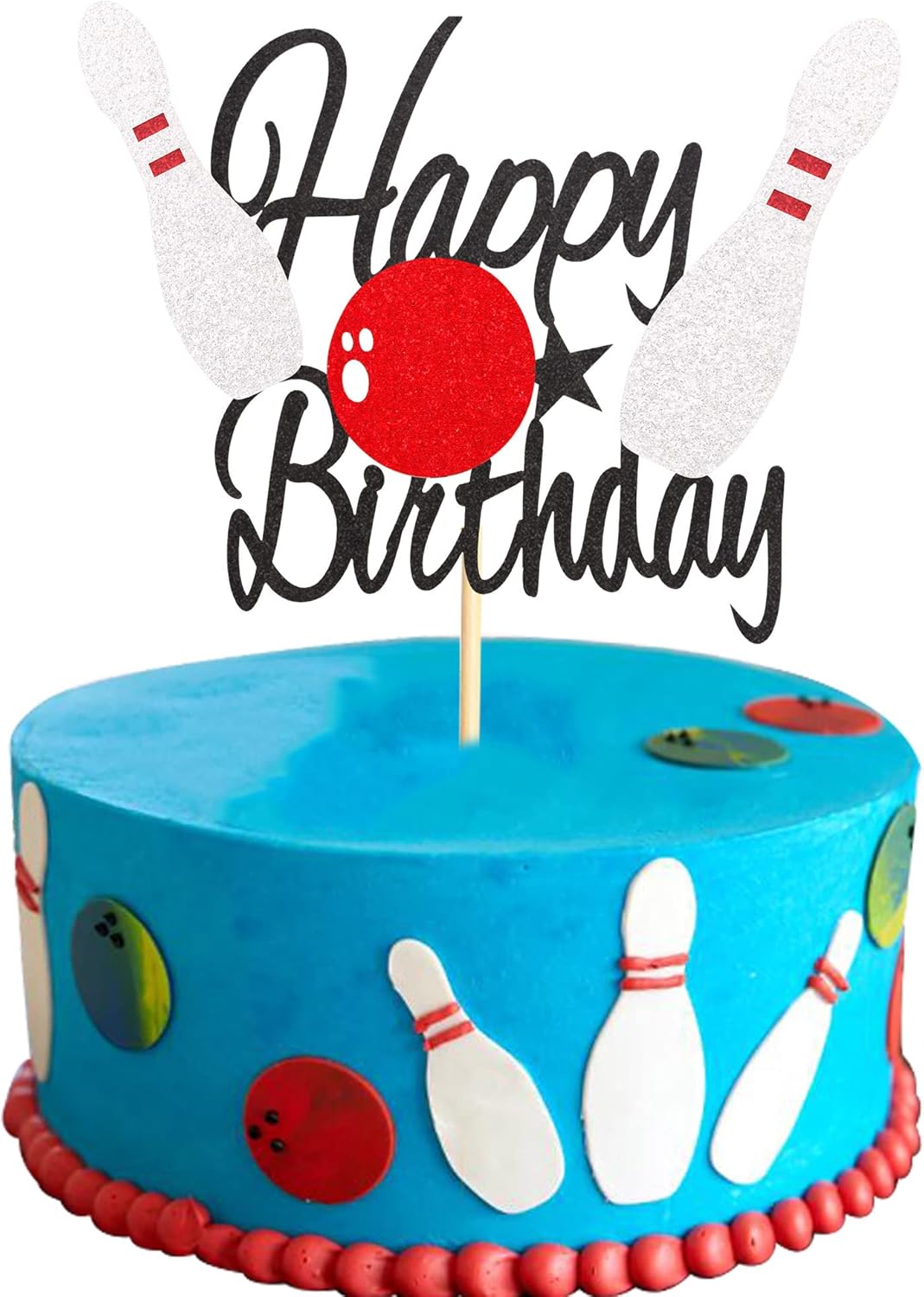 Arthsdite Bowling Birthday Cake Topper Bowling Ball Cake Topper Decoration for Bowling Birthday Party Company Events Supplies Baby Shower Cake Decorations