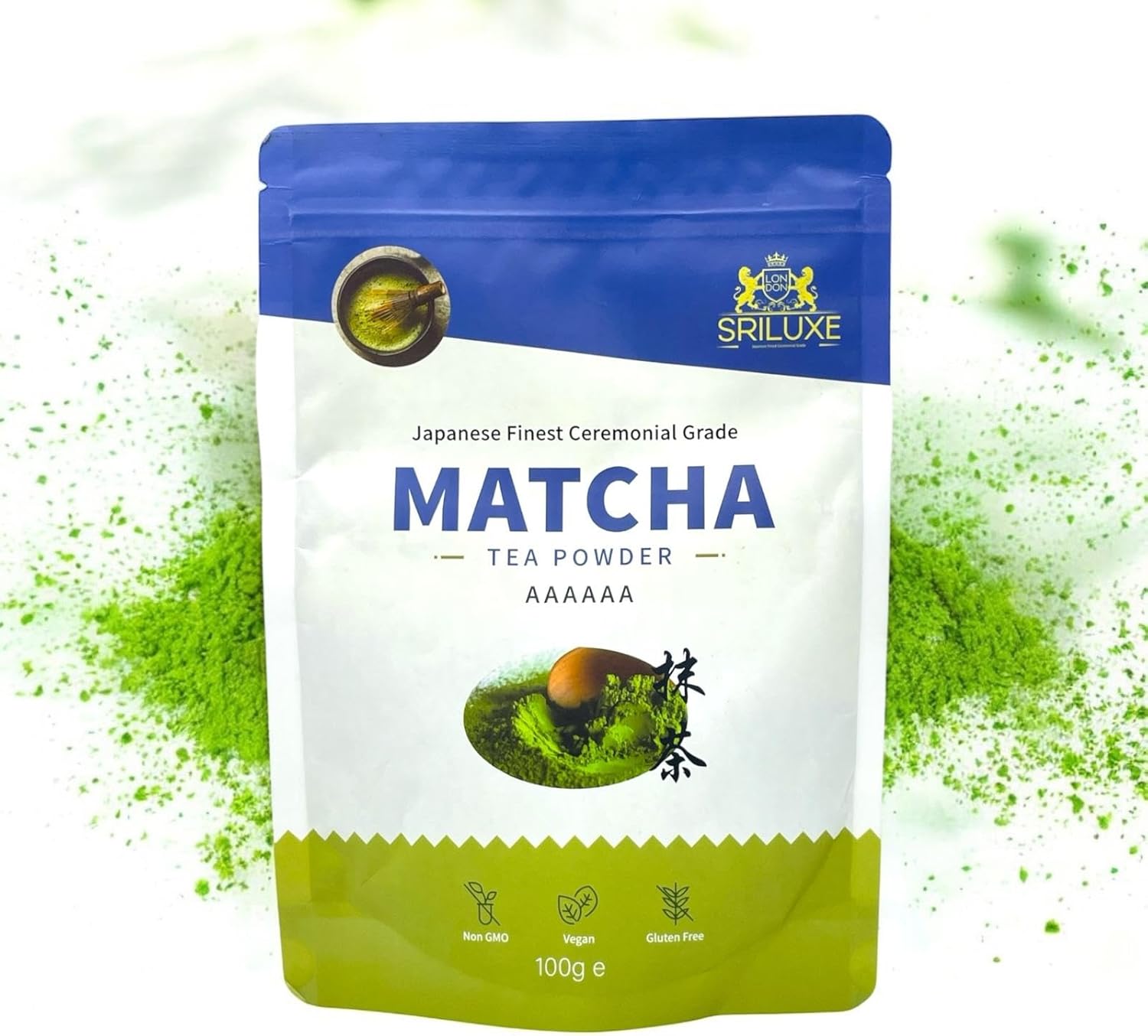 SRILUXE - Ceremonial Matcha Green Tea Powder - Premium Grade-100g. Produced in Japan, Uji, Kyoto. Use for Drinking, Cooking, Baking, Smoothie Making and with Milk. Vegan & Vegetarian Friendly (AAAAA)