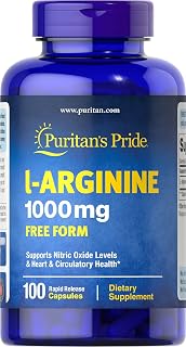 Puritan's Pride L-Arinine 1000mg, Dietary Supplement Supports Nitric Oxide Levels and Heart and Circulatory Heath, 100 Day Supply, 100 Tablets