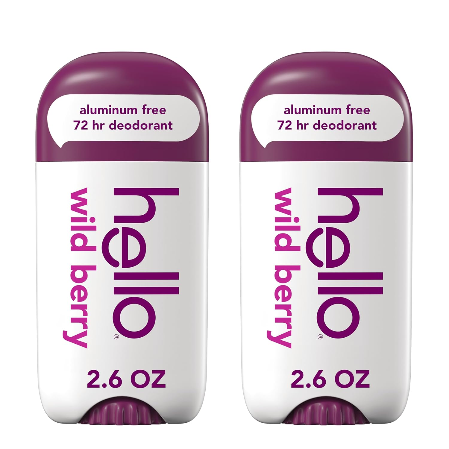hello Wild Berry Aluminum Free Deodorant, 2.6 oz Stick Deodorant (2 Pack)