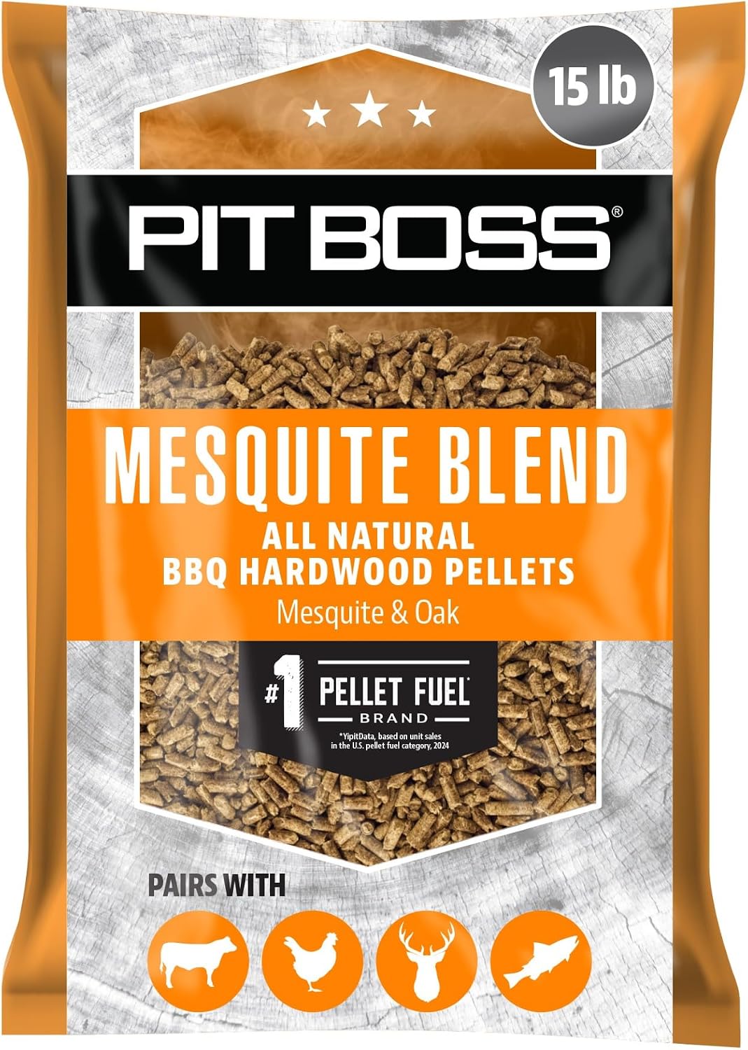 Pit Boss Mesquite Blend 100% All Natural Hardwood BBQ Pellets, 15 lb Bag