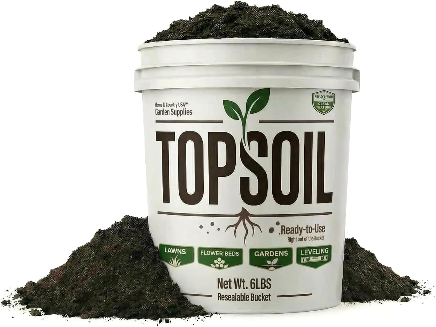 All Purpose Topsoil 6 lb Pail, Premium Garden Planting Soil for Indoor Outdoor Plants, Flowers, Vegetables, Shrubs, Raised Beds, Containers and Landscaping