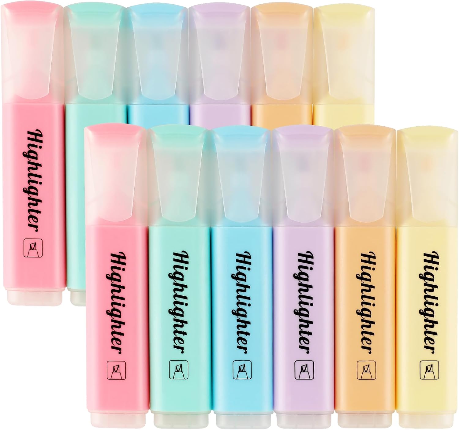 MaxGear Highlighters Pastel Color Chisel Tip No Bleed, Multi Colored Book Highlighter Markers for Bibles Quick Dry, School Supplies, 6 Pastel Color, 12 Pack
