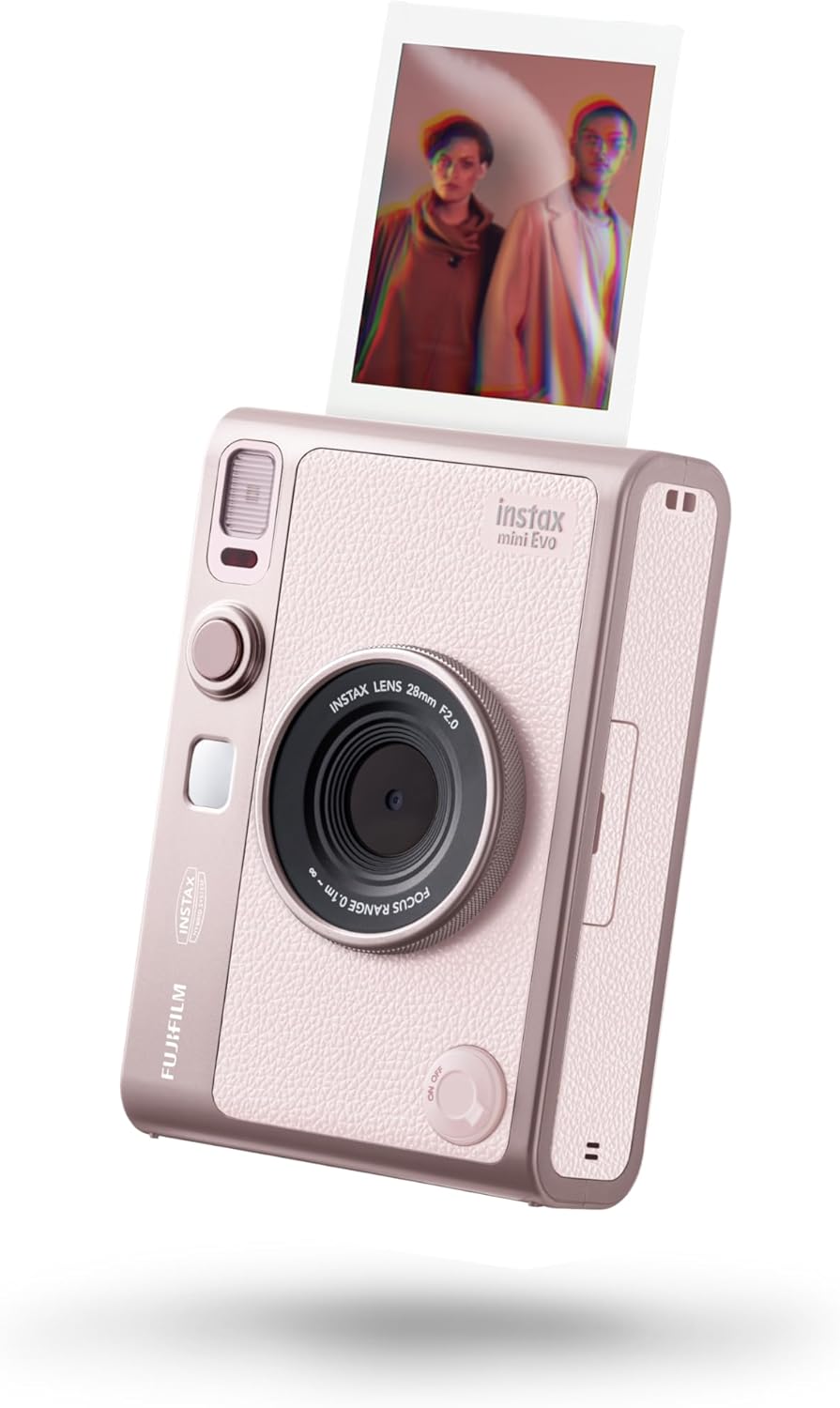 instax mini EVO 2-in-1 Hybrid Digital camera and photo printer, 2.7 inch rear LCD screen, with 10 lens and 10 film effects, uses instax mini film sold separately, Gentle Rose colour