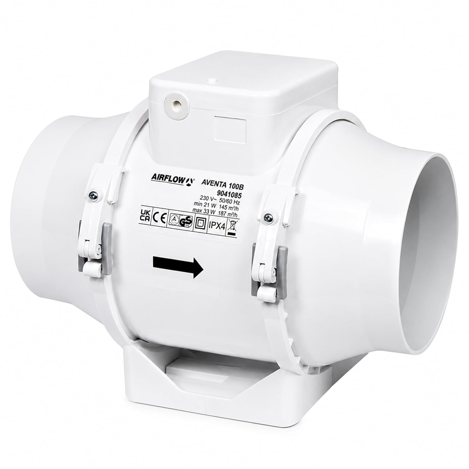 Airflow AV100B In-Line Extractor Fan, 52 l/s, 100mm Duct