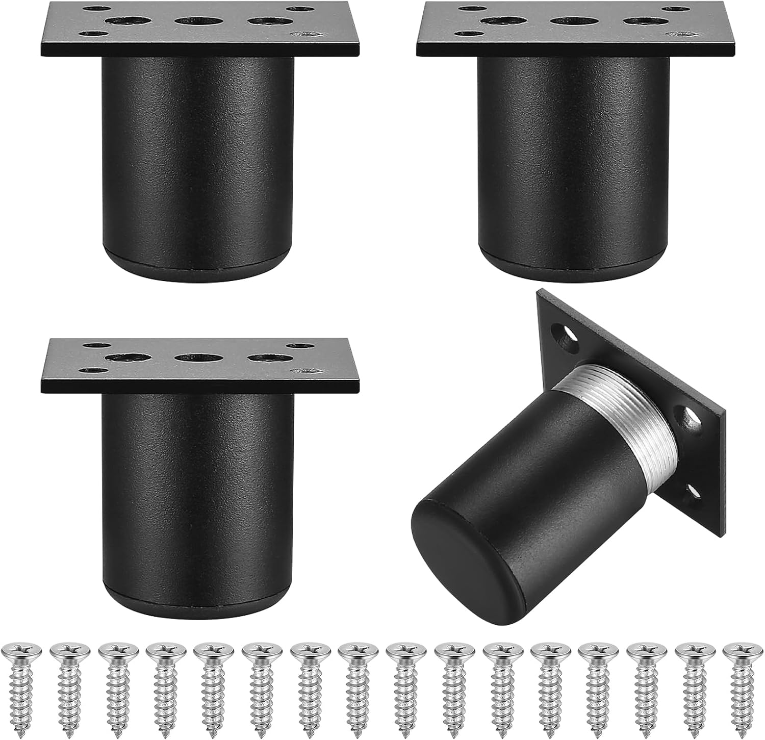 4pcs Adjustable Furniture Legs, 1.97"/5cm Black Cabinet Legs, 0-20mm Adjustable Furniture Legs, Sofa Legs, Table Legs, Cabinet Dresser Bed Chair Cabinet Breakfast Bar Legs