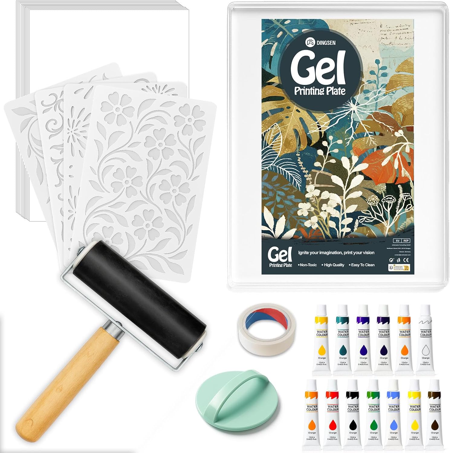 DINGSEN Gel Printing Plate Kit, Printmaking Set for Artists & Crafters