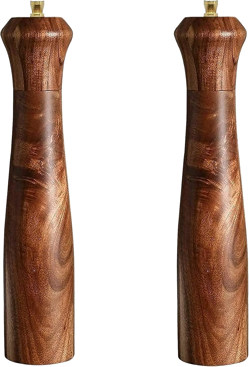 Wooden Salt and Pepper Grinder Set,Manual Salt and Pepper Mill,Acacia wood Salt Grinder Refillable,Pepper Mill with Adjustable Coarseness,Salt and Pepper Shakers Tableware Gifts 10" 2PCS