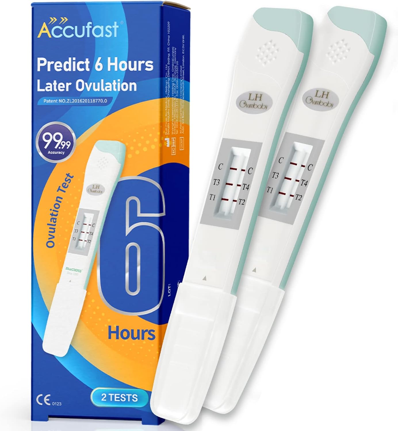 Accufast Ovulation Tests, Accurately Predict 6 Hours Later Ovulation, Advanced Fertility Predictor Testing Sticks, LH Test Strips Kit, Sensitive OPK Fertility Predictor kit (2 Tests)