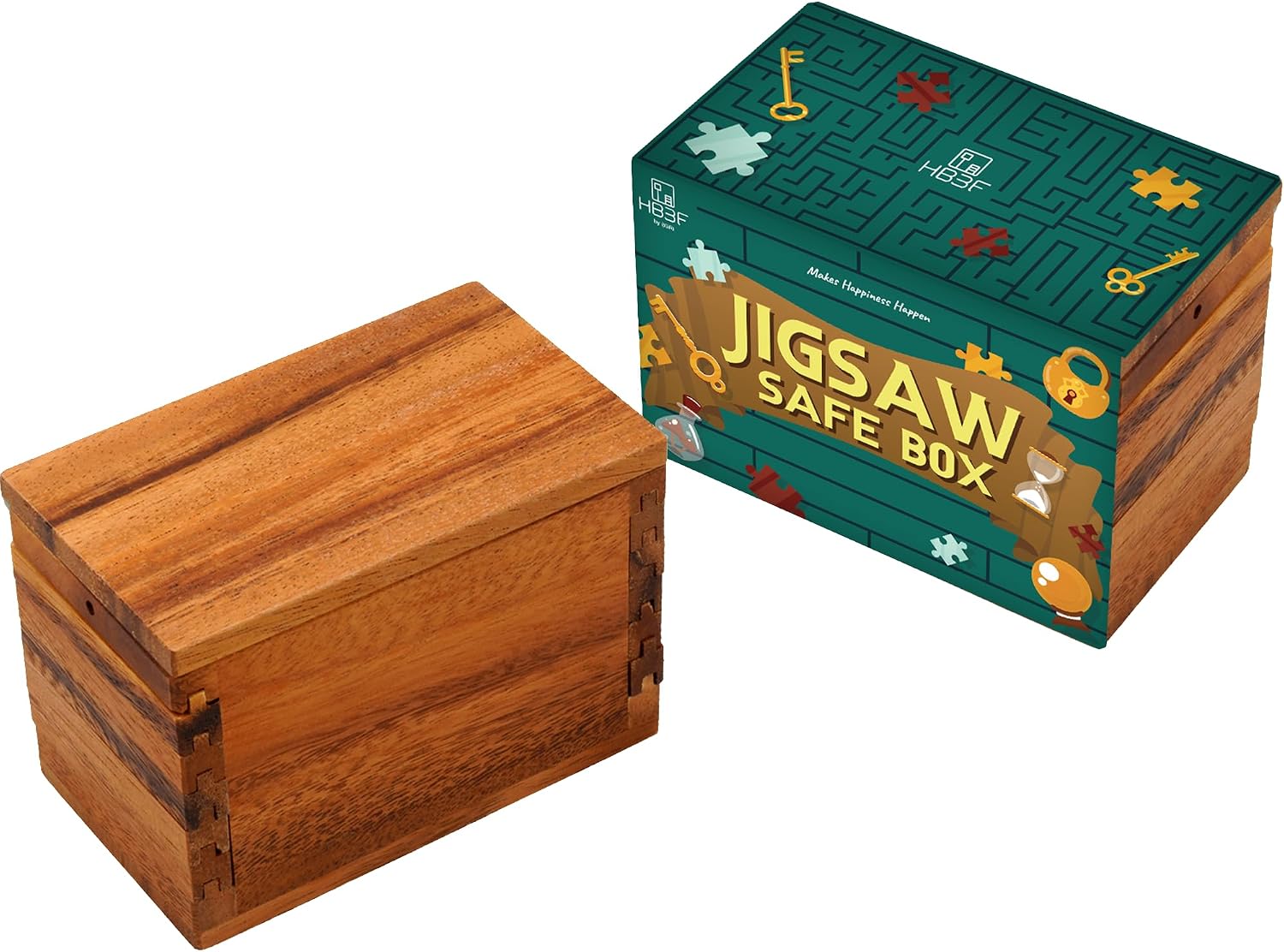 BSIRI Jigsaw Safe Box- Secret Box Brain Teaser Wooden Puzzle Boxes with Hidden Compartments. Ideal Mystery Jewelry, 3D Puzzle Lock Box, Gift Card, and Money Puzzle Box
