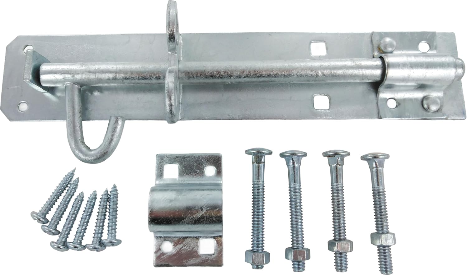 Merriway BH04255 2 A Brenton Type Heavy Duty Galvanised Rust Proof Padbolt Including Fittings, 200 mm, 8 inch, Silver