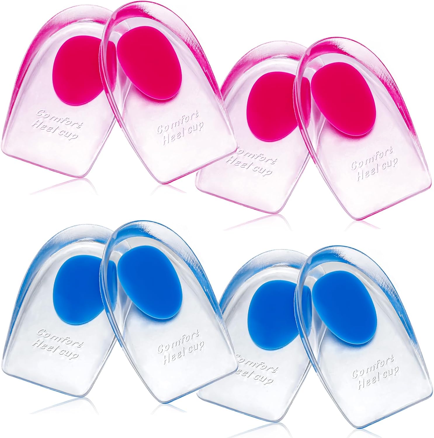 8 Pack Gel Heel Pads for Achilles Tendonitis & Plantar Fasciitis Relief - Shock Absorbing, Reusable Heel Cushions with Adhesive Backing for Foot Pain Support for Men/Women(Medium Size)