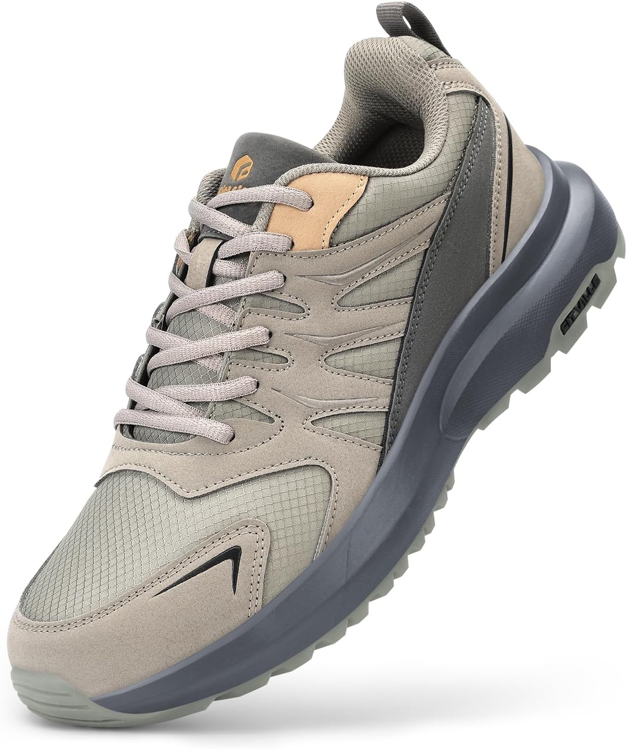 FitVille Mens Extra Wide Fit Hiking Shoes, Lace-up Outdoor Walking Trekking Shoes Non-Slip Trainers, Sturdy Core V4