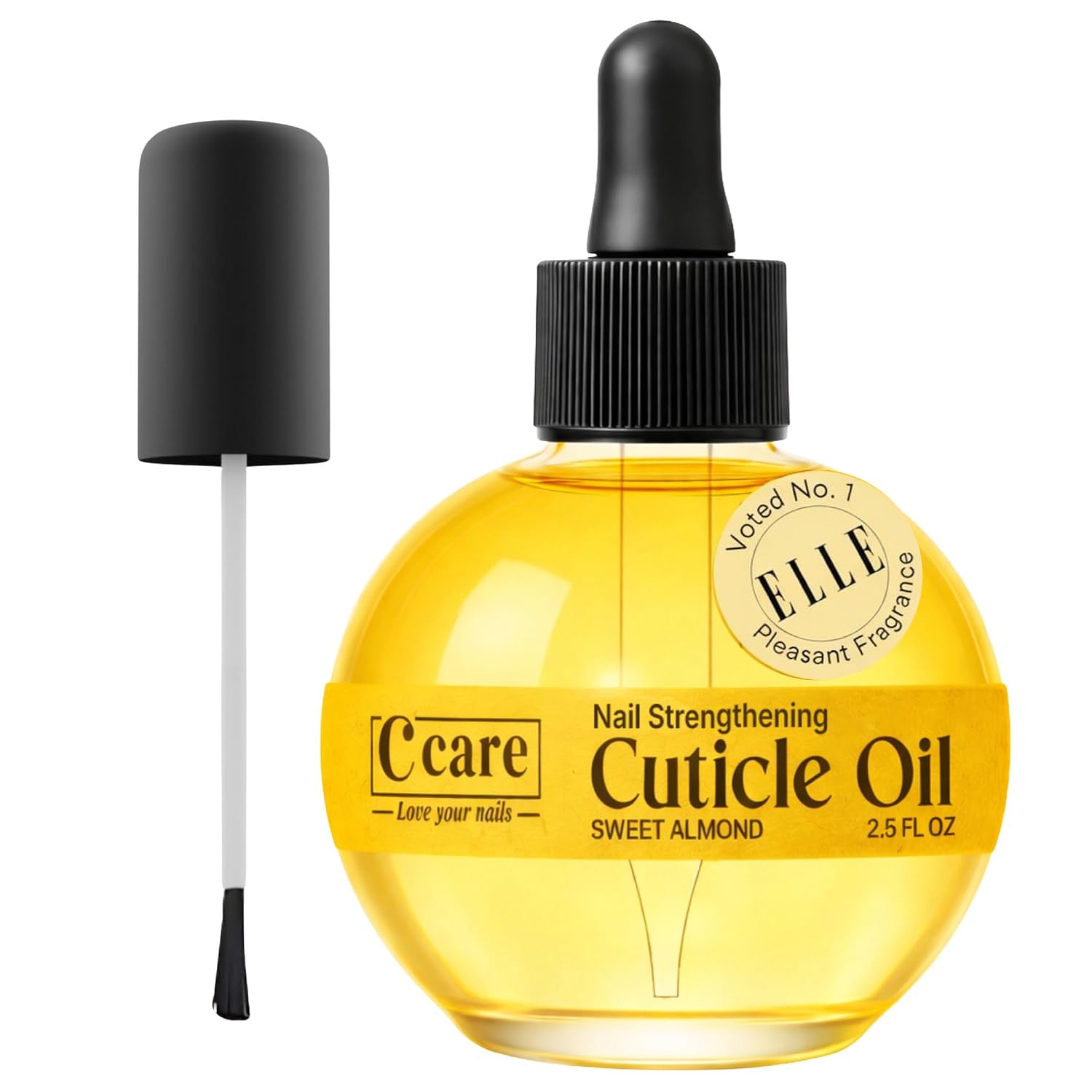 C CARE Sweet Almond Cuticle Oil for Nails, 2.5 oz – Overnight Cuticle Repair Oil for Dry Cuticles, Nail Strengthener & Moisturizer, Includes Dropper & Brush