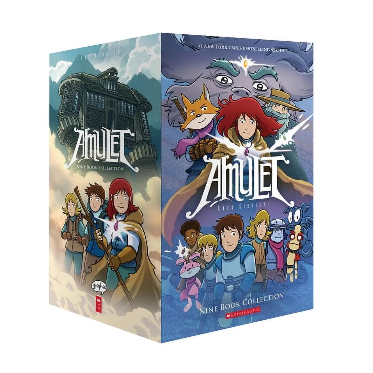 Kazu Kibuishi Amulet 9 Book Box Set Collection – The Stonekeeper, Stonekeeper’s Curse, Cloud Searchers & More | Epic Fantasy Graphic Novel Series