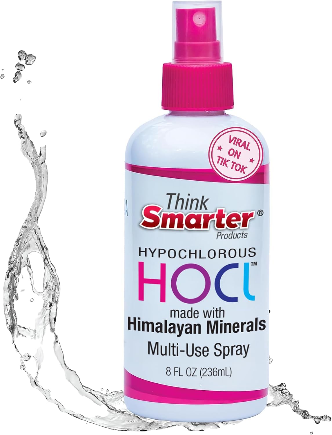 Think Smarter Products HOCL All-Purpose Cleaner with Hypochlorous Acid, All-Natural Surface Cleaner, & Skin Hydrator 8fl oz Clear Spray
