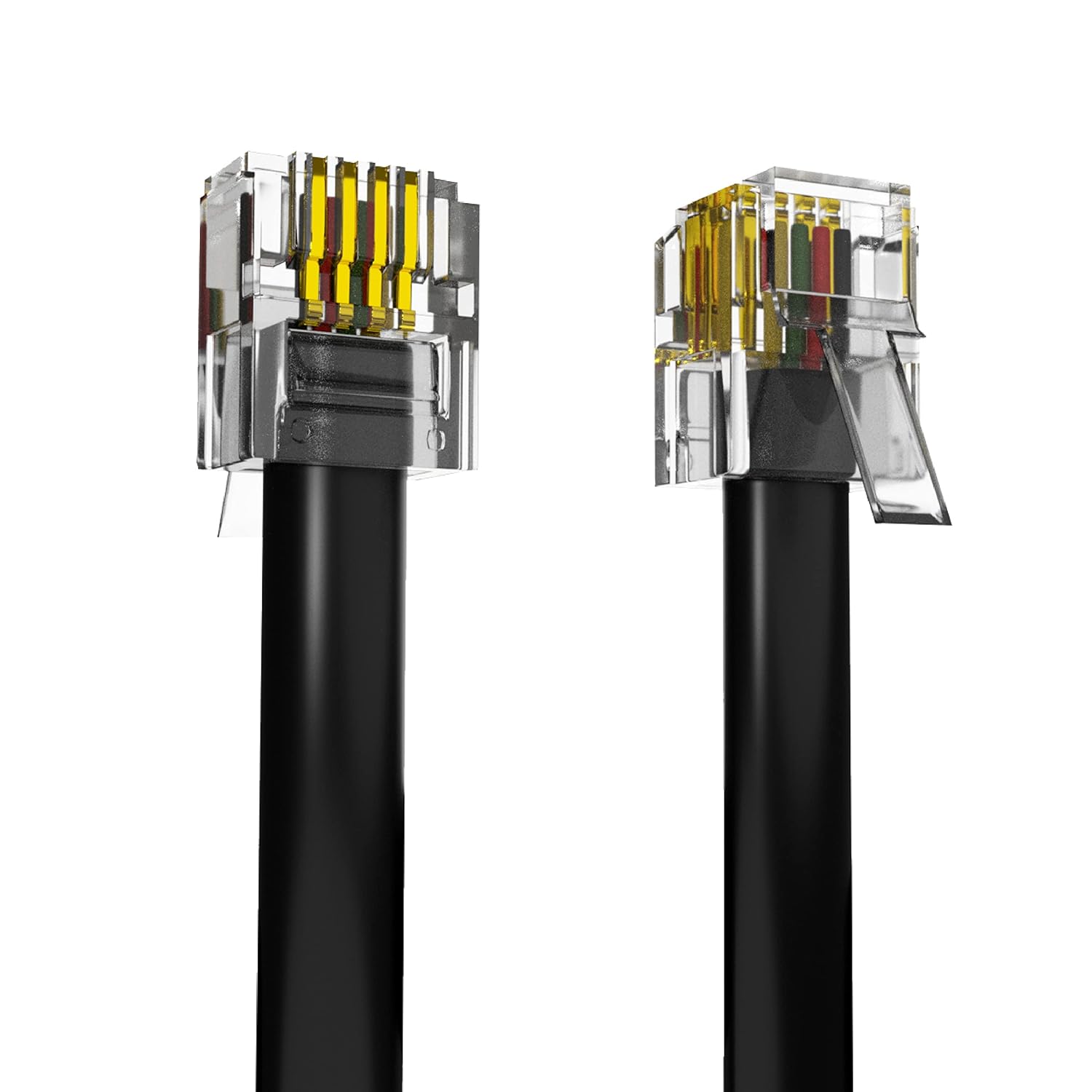 ASNQ High Speed Broadband RJ11 to RJ11 Cable for Landline Telephone, Router, Modem to RJ11 Phone Socket or Microfilter - ADSL Cable 2m with OFC Wires and PVC Cover - Internet DSL Cable - Flat, Black