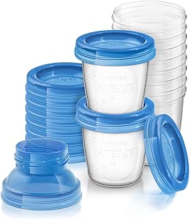 Philips AVENT Breast Milk Storage Cups And Lids, 10 6oz Containers, SCF618/10