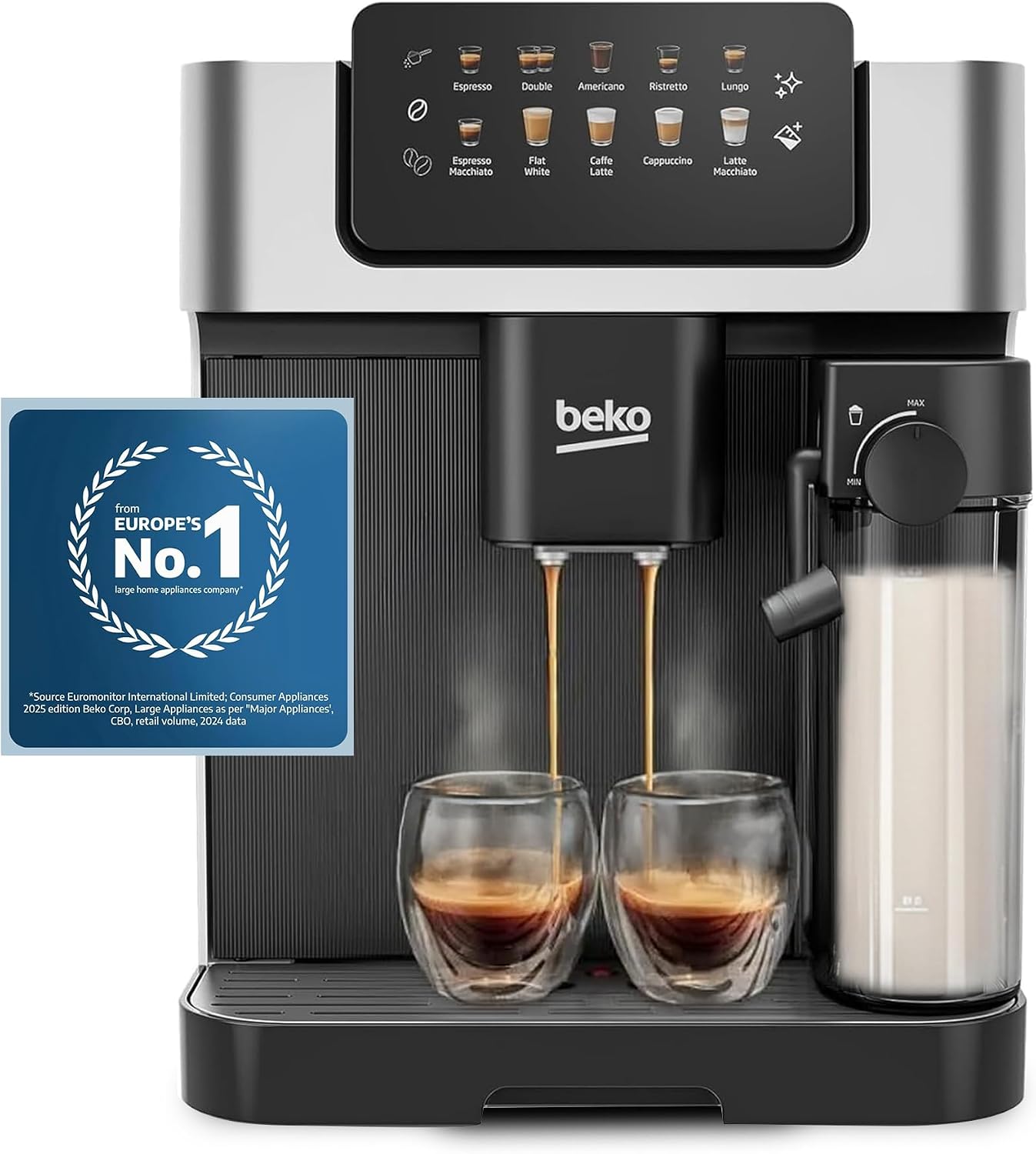 Beko Bean to Cup Coffee Espresso Machine CaffeExperto CEG7304X | Milk Jug | Colour Touch Screen Panel | 19 Bar Pressure, 2 Coffee Nozzles | Fully Automatic, Black