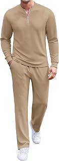 COOFANDY Men's 2 Piece Tracksuit Set Polo Athletic Sweatsuit Quarter Zip Jogging Long Sleeve Casual Sports Outfits